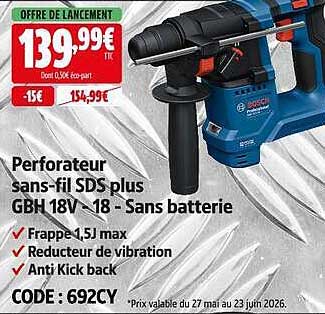 Perforateur sans-fil SDS plus GBH 18V-18 - Sans batterie
