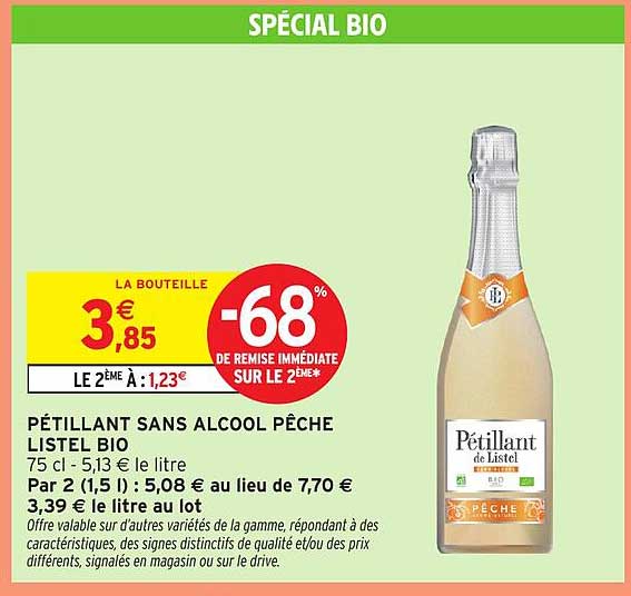 PÉTILLANT SANS ALCOOL PÊCHE LISTEL BIO