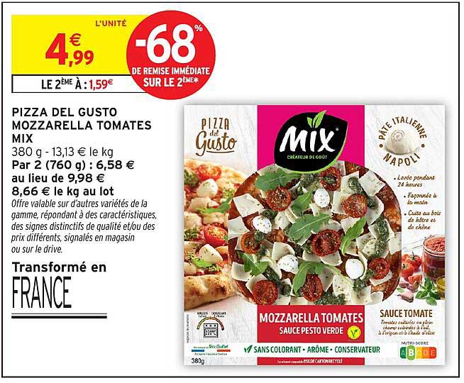 PIZZA DEL GUSTO MOZZARELLA TOMATES MIX