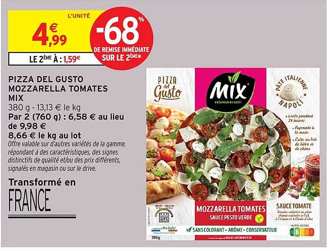 PIZZA DEL GUSTO MOZZARELLA TOMATES MIX