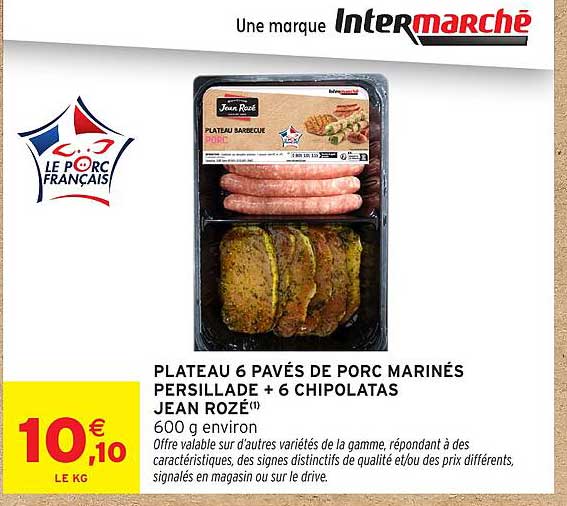 PLATEAU 6 PAVÉS DE PORC MARINÉS PERSILLADE + 6 CHIPOLATAS JEAN ROZÉ(1)