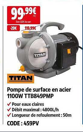 Pompe de surface en acier 1100W TTB849PMP