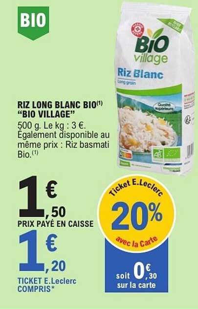 RIZ LONG BLANC BIO “BIO VILLAGE”