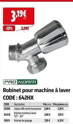 Robinet pour machine à laver CODE : 642HX