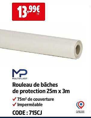 Rouleau de bâches de protection 25m x 3m