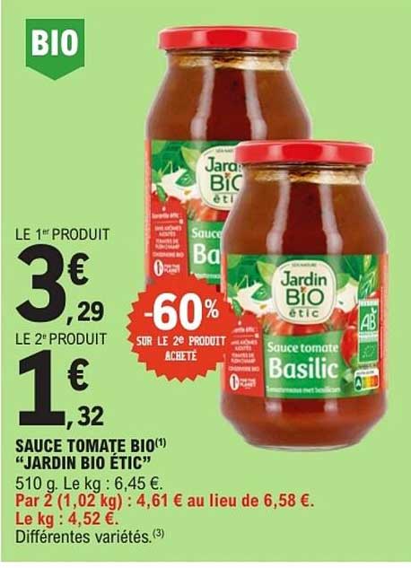 SAUCE TOMATE BIO(1) “JARDIN BIO ETIC”