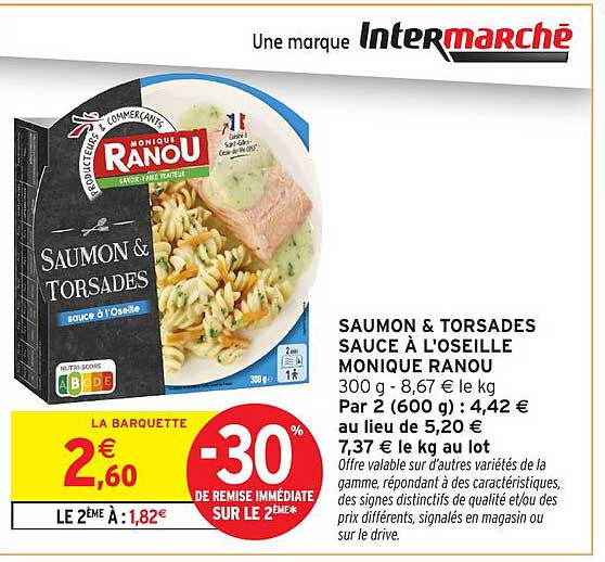SAUMON & TORSADES SAUCE À L'OSEILLE MONIQUE RANOU