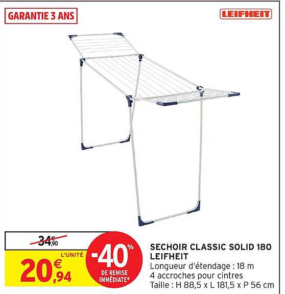 SÉCHOIR CLASSIC SOLID 180 LEIFHEIT