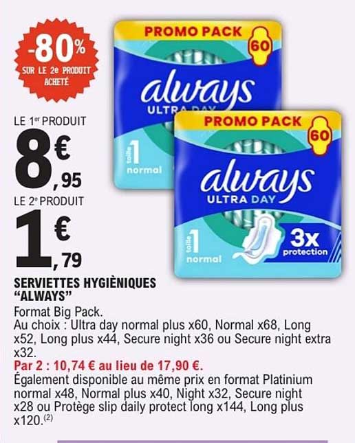 SERVIETTES HYGIÉNIQUES “ALWAYS”