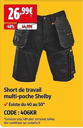 Short de travail multi-poche Shelby