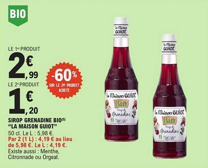 SIROP GRENADINE BIO(5) “LA MAISON GUIOT”