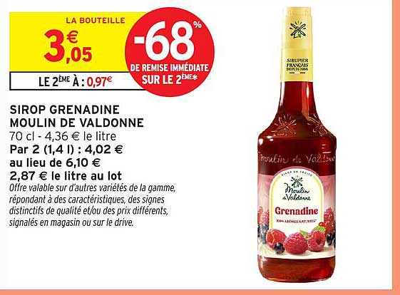 SIROP GRENADINE MOULIN DE VALDONNE