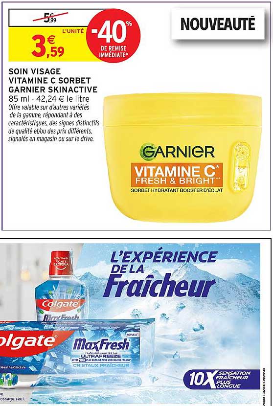 SOIN VISAGE VITAMINE C SORBET GARNIER SKINACTIVE