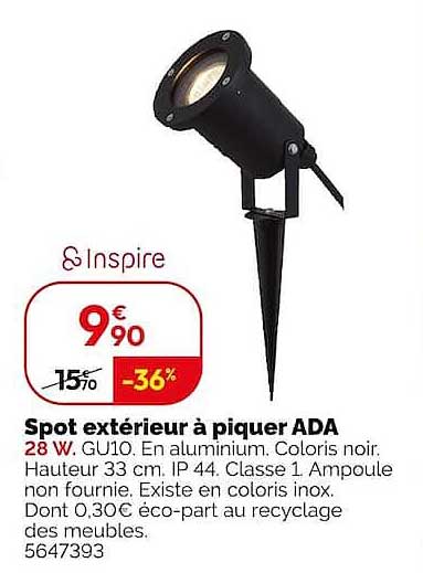 Spot extérieur à piquer ADA 28 W, GU10