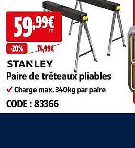 STANLEY Paire de tréteaux pliables