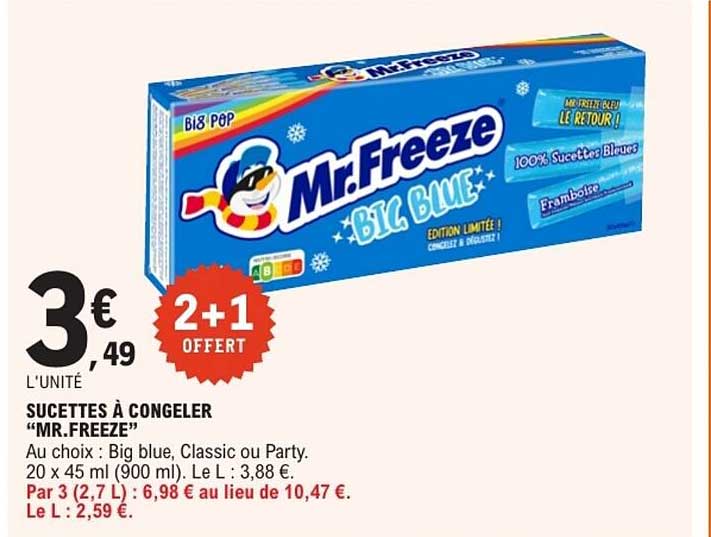 SUCETTES À CONGELER “MR.FREEZE”