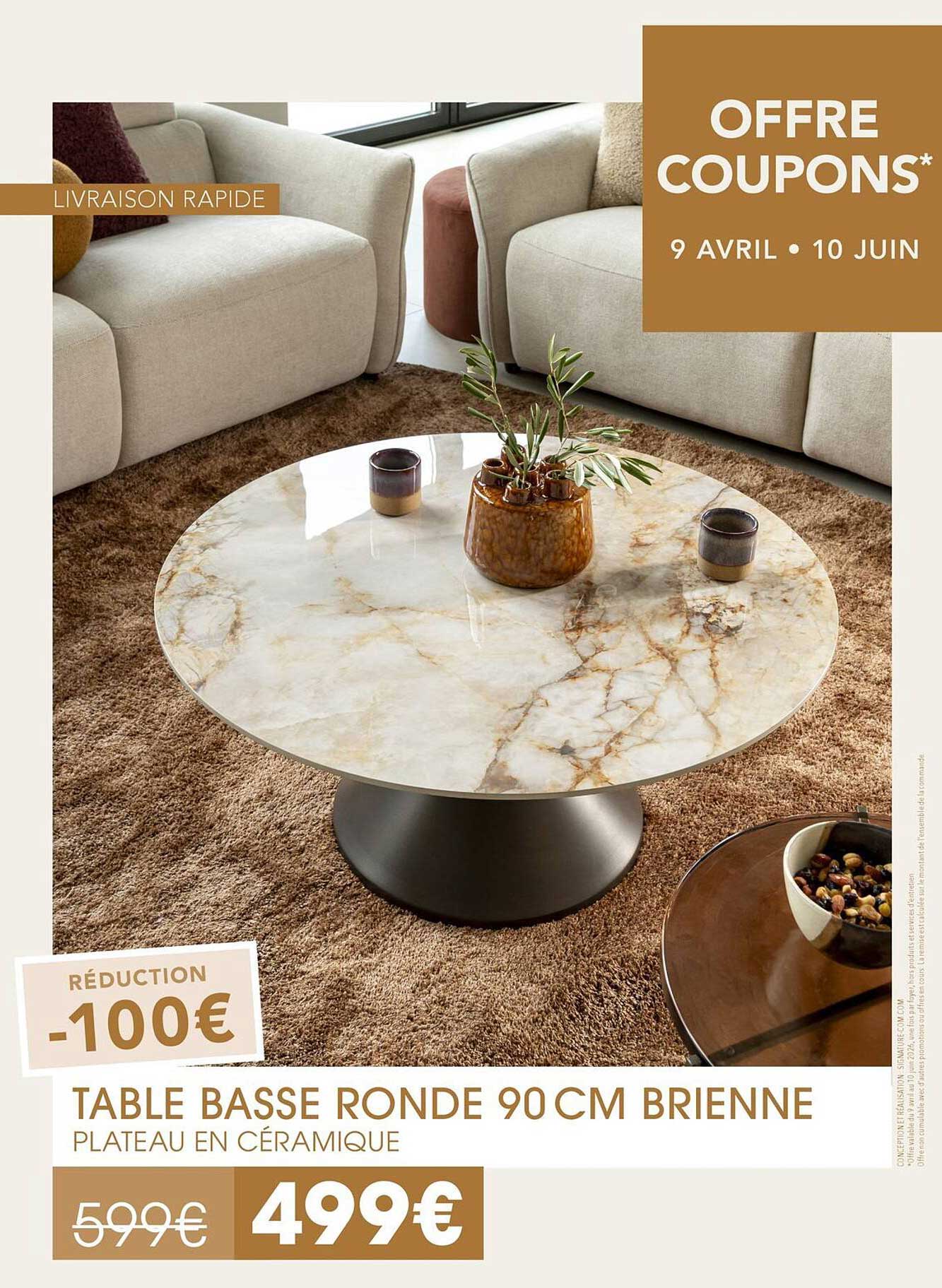 TABLE BASSE RONDE 90 CM BRIENNE