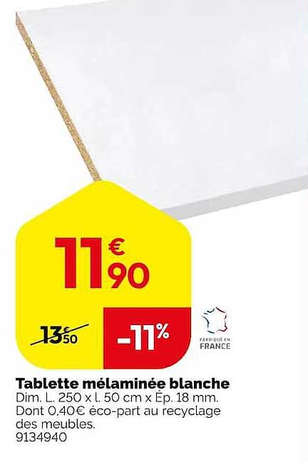 Tablette mélaminée blanche