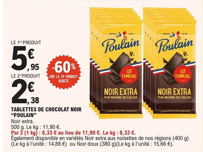 TABLETTES DE CHOCOLAT NOIR “POULAIN”