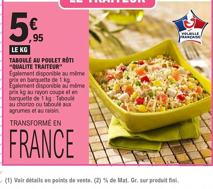 TABOULÉ AU POULET RÔTI “QUALITÉ TRAITEUR”