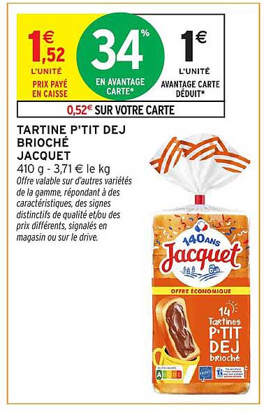 TARTINE P'TIT DEJ BRIOCHÉ JACQUET