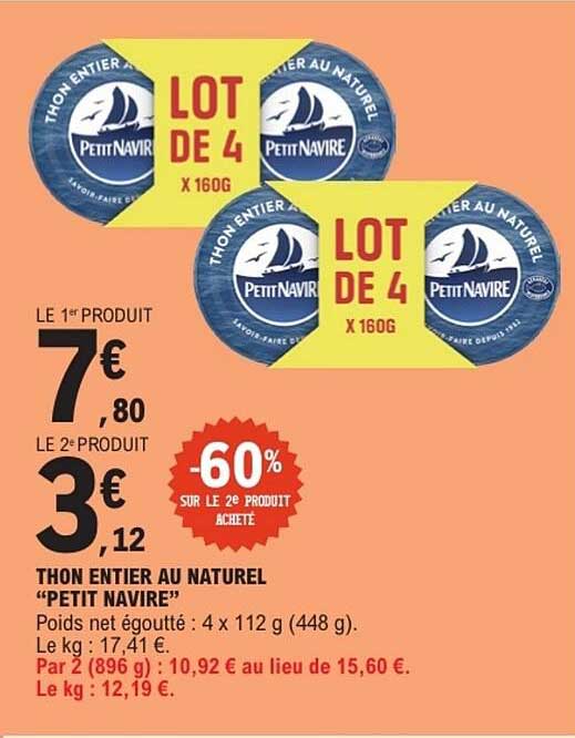 THON ENTIER AU NATUREL “PETIT NAVIRE”