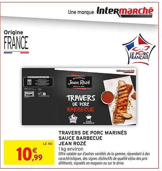 TRAVERS DE PORC MARINÉS SAUCE BARBECUE JEAN ROZÉ