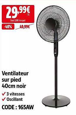 Ventilateur sur pied 40cm noir