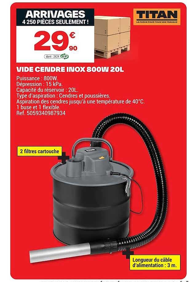 VIDE CENDRE INOX 800W 20L