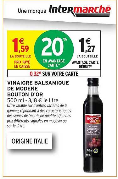 VINAIGRE BALSAMIQUE DE MODÈNE BOUTON D'OR 500 ml