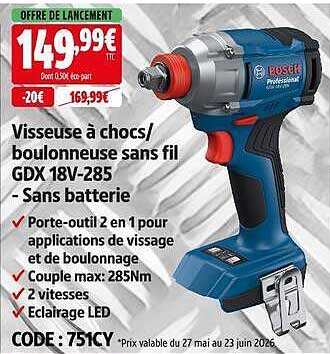 Visseuse à chocs/ boulonneuse sans fil GDX 18V-285 - Sans batterie