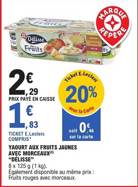 YAOURT AUX FRUITS JAUNES AVEC MORCEAUX “DÉLISSE”