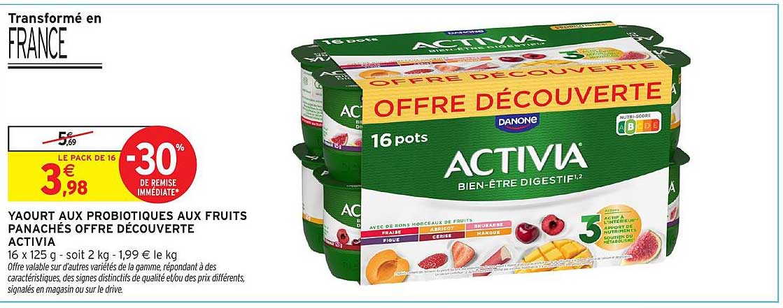 YAOURT AUX PROBIOTIQUES AUX FRUITS PANACHÉS OFFRE DÉCOUVERTE ACTIVA
