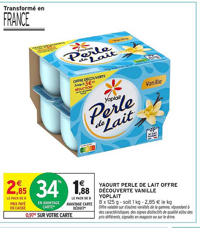 YAOURT PERLE DE LAIT OFFRE DÉCOUVERTE VANILLE YOPLAIT