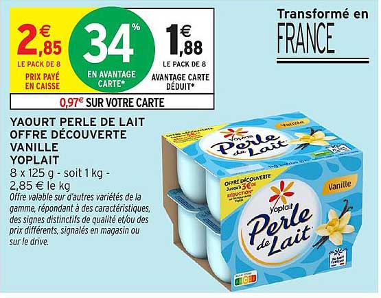 YAOURT PERLE DE LAIT OFFRE DÉCOUVERTE VANILLE YOPLAIT
