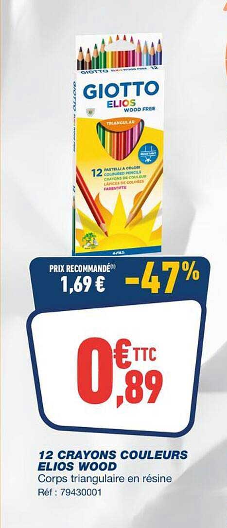 12 CRAYONS COULEURS ELIOS WOOD
