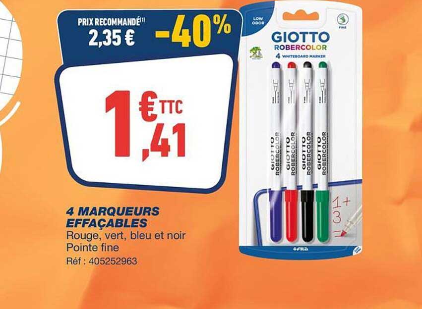 4 MARQUEURS EFFAÇABLES