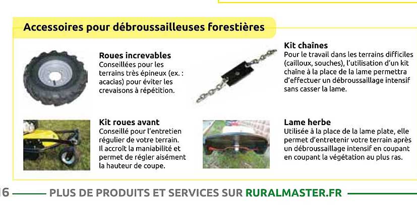 Accessoires pour débroussailleuses forestières