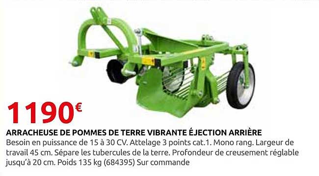 ARRACHEUSE DE POMMES DE TERRE VIBRANTE ÉJECTION ARRIÈRE