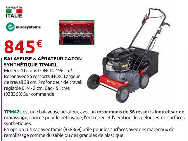 BALA YEUSE & AÉRATEUR GAZON SYNTHÉTIQUE TPM42L