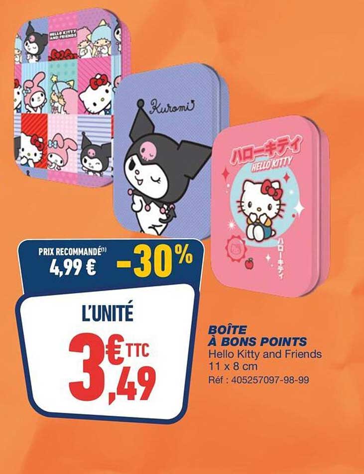 BOÎTE À BONS POINTS Hello Kitty and Friends 11 x 8 cm