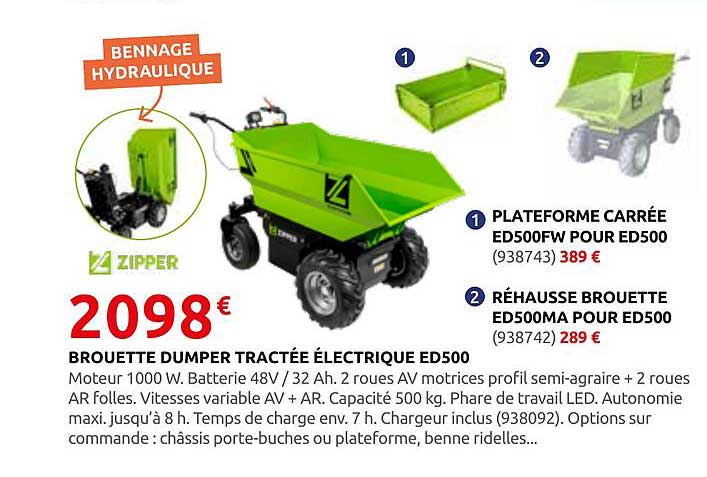 BROUETTE DUMPER TRACTÉE ÉLECTRIQUE ED500
