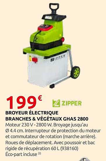 BROYEUR ÉLECTRIQUE BRANCHES & VÉGÉTAUX GHAS 2800