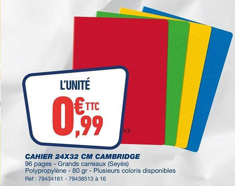 CAHIER 24X32 CM CAMBRIDGE