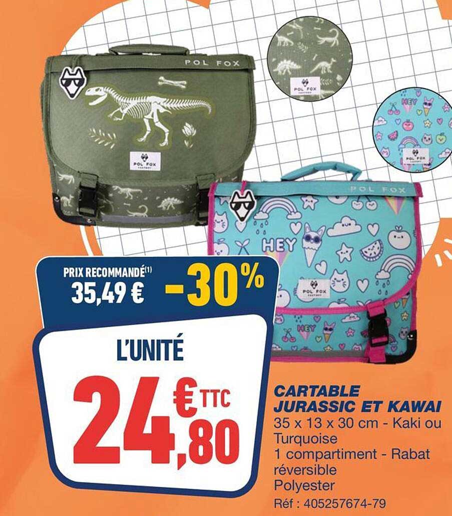 CARTABLE JURASSIC ET KAWAI