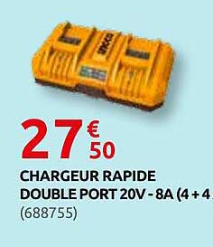 CHARGEUR RAPIDE DOUBLE PORT 20V - 8A (4 + 4 (688755)