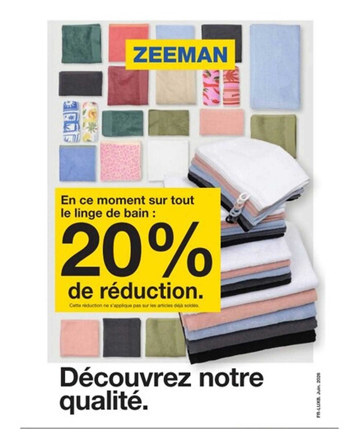 En ce moment sur tout le linge de bain : 20% de réduction.