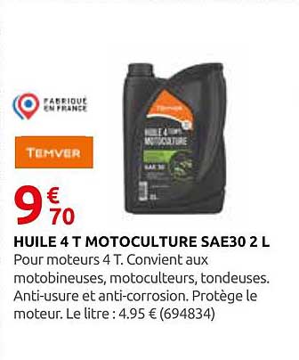 HUILE 4 T MOTOCULTURE SAE30 2 L