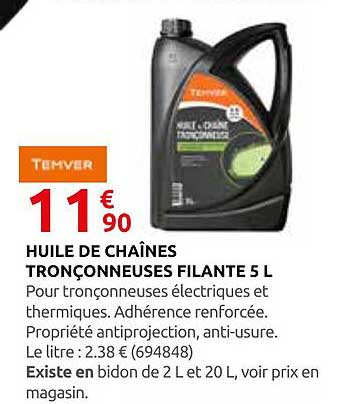 HUILE DE CHAÎNES TRONÇONNEUSES FILANTE 5 L