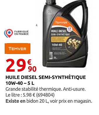 HUILE DIESEL SEMI-SYNTHETIQUE 10W-40 – 5 L